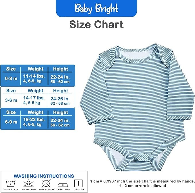Baby Bright Newborn Essentials Baby Boy Outfit Soft Cotton Bodysuit, 0-9 Months