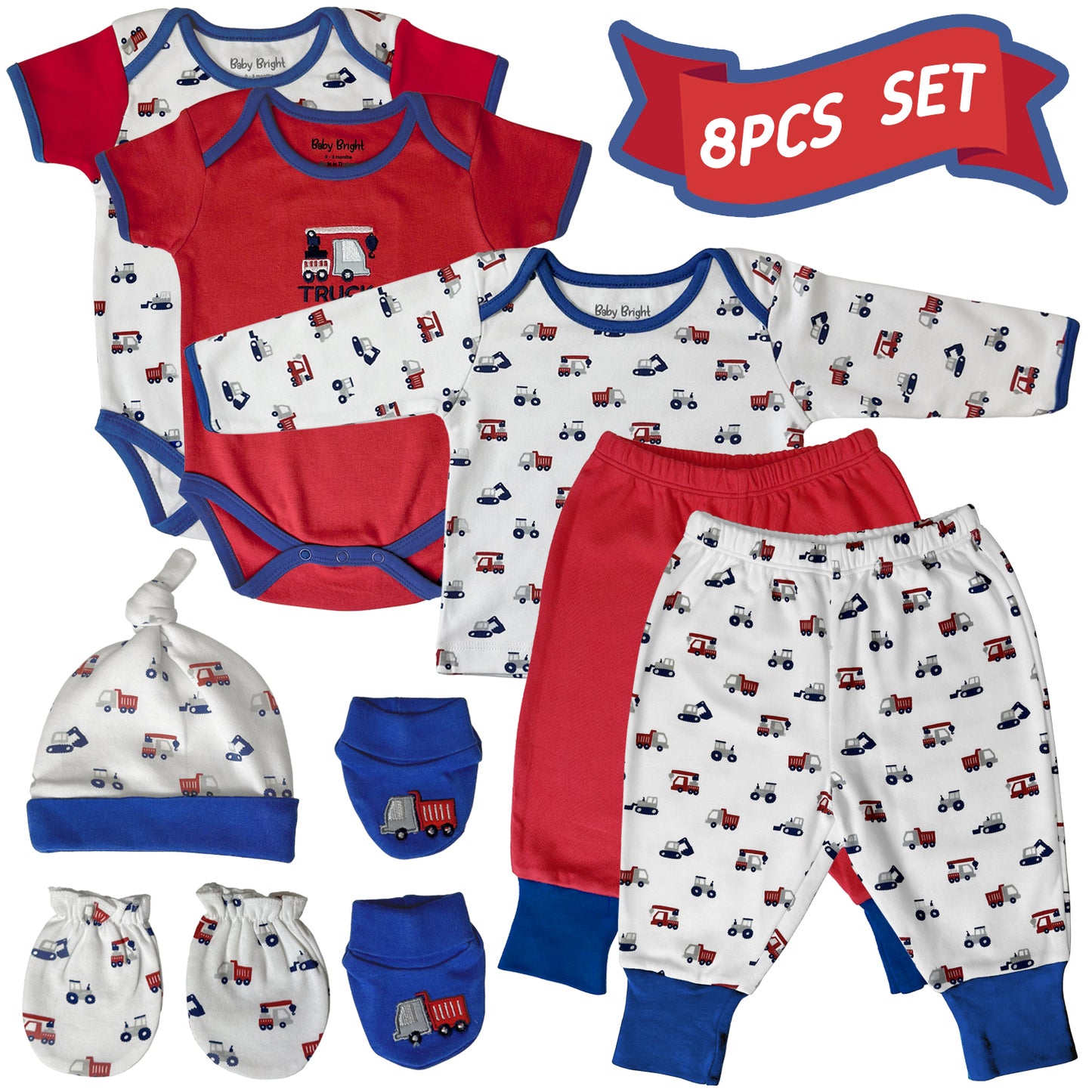 8 pcs Newborn Set Style for Boys