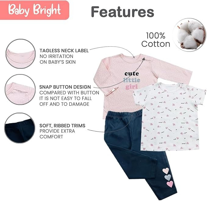 Newborn Girl Clothes - Baby Essentials, Newborn Essentials Toddler Girl Clothes with Shirts and Pajama 0-9 Months