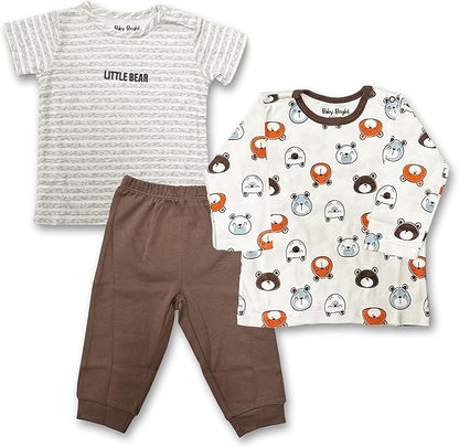 Tiny Explorer – Baby Bright 3-Piece Soft Cotton Set for Baby Boys, 0-9 Months