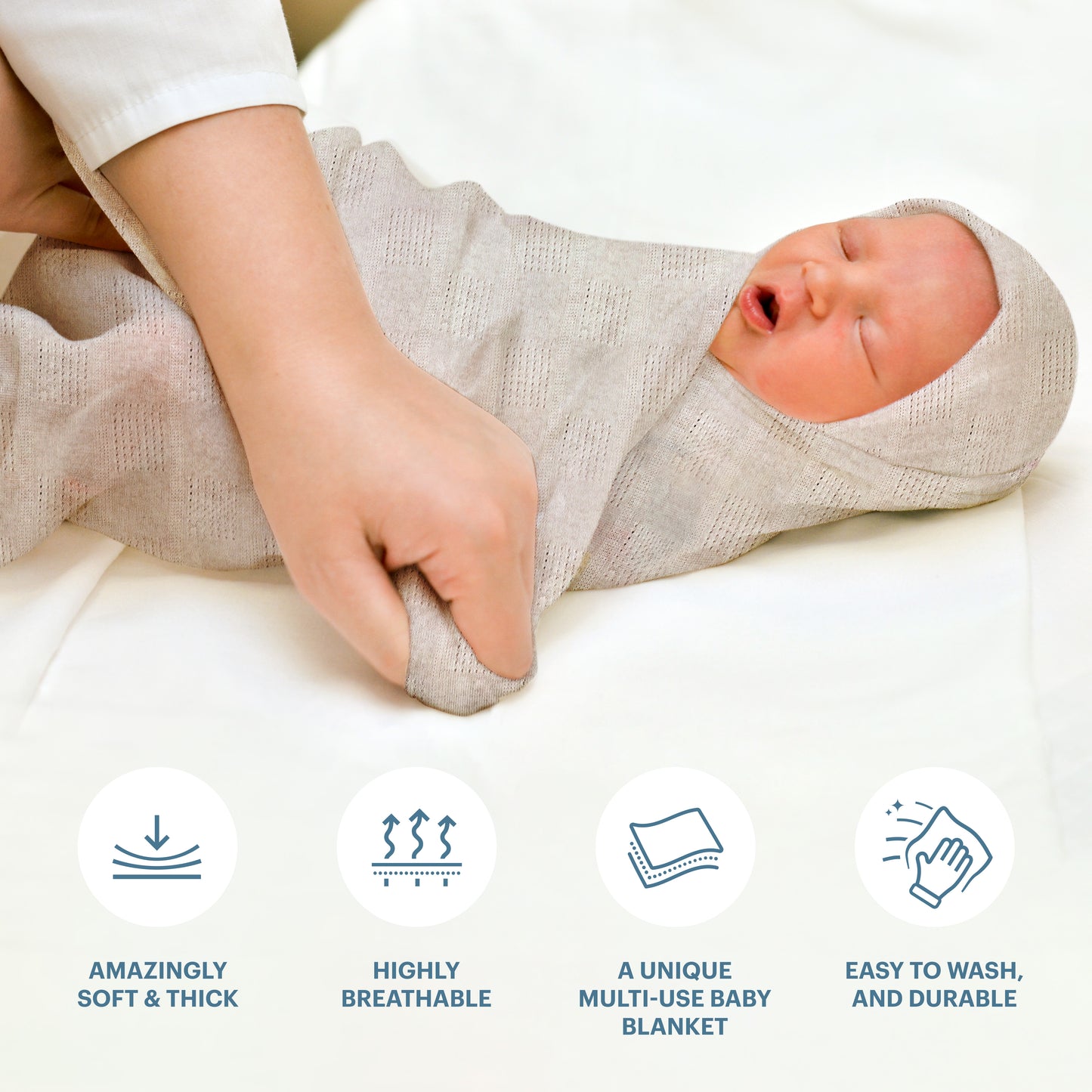 Swaddle Blanket, Ultra Soft 100% Viscose Shawls for New Baby - Tan