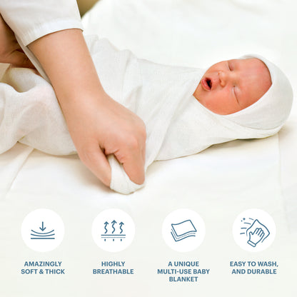 Swaddle Blanket, Ultra Soft 100% Viscose Shawls for New Baby - White