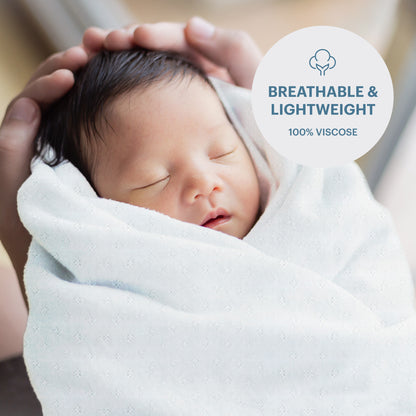 Swaddle Blanket, Ultra Soft 100% Viscose Shawls for New Baby - White