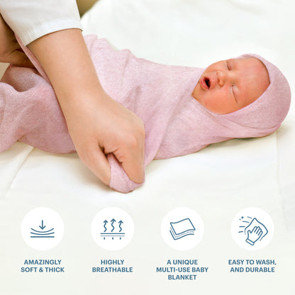 Swaddle Blanket, Ultra Soft 100% Viscose Shawls for New Baby - Pink
