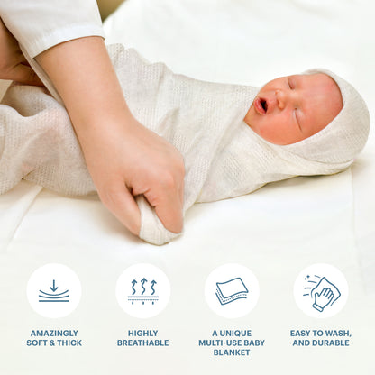 Swaddle Blanket, Ultra Soft 100% Viscose Shawls for New Baby - Off White