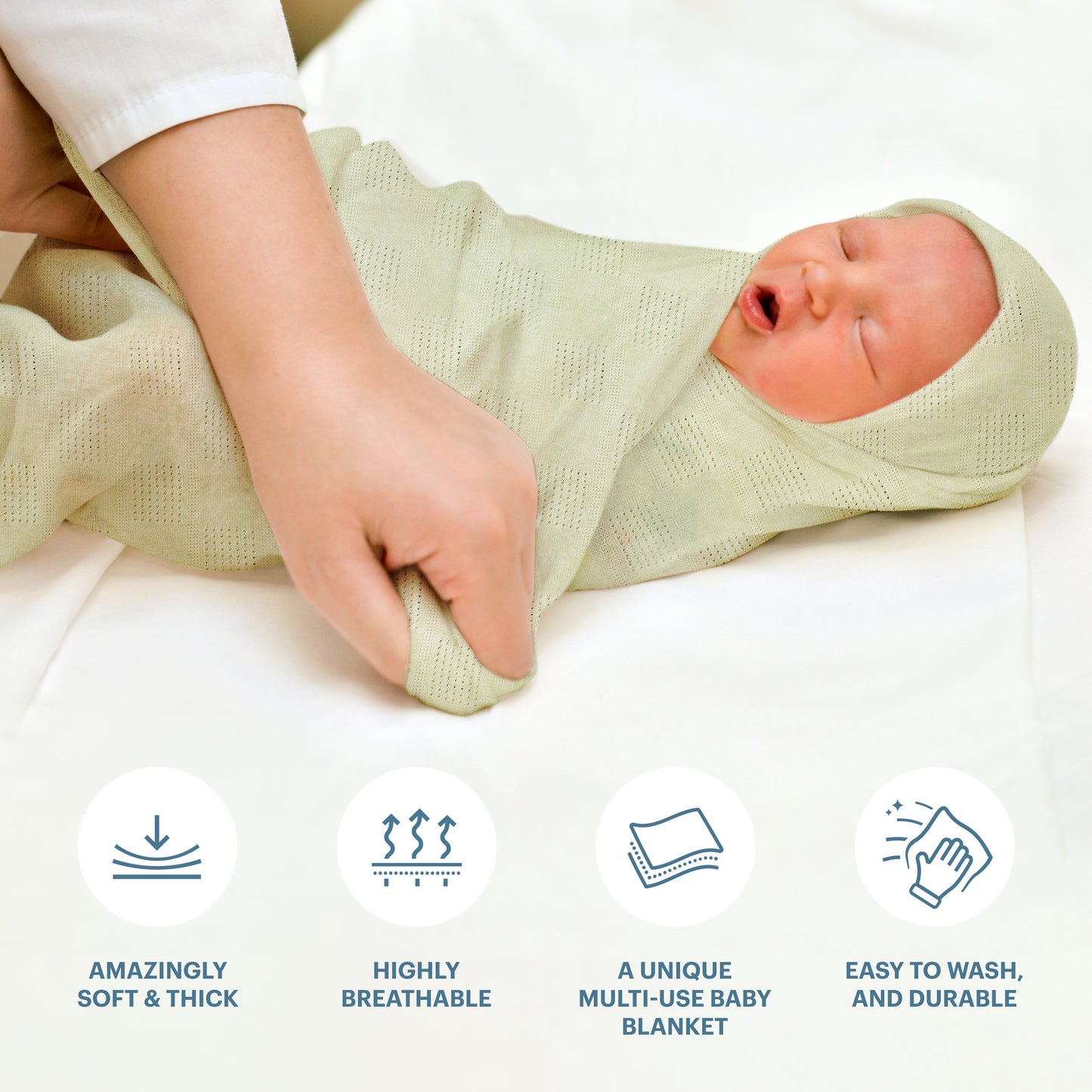 Swaddle Blanket, Ultra Soft 100% Viscose Shawls for New Baby - Green