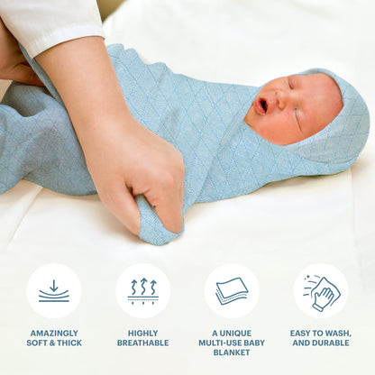 Swaddle Blanket, Ultra Soft 100% Viscose Shawls for New Baby - Blue