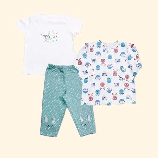 Newborn Girl Clothes Essentials 3-Piece Outfit Set Shirts & Pajama 0–9 Months