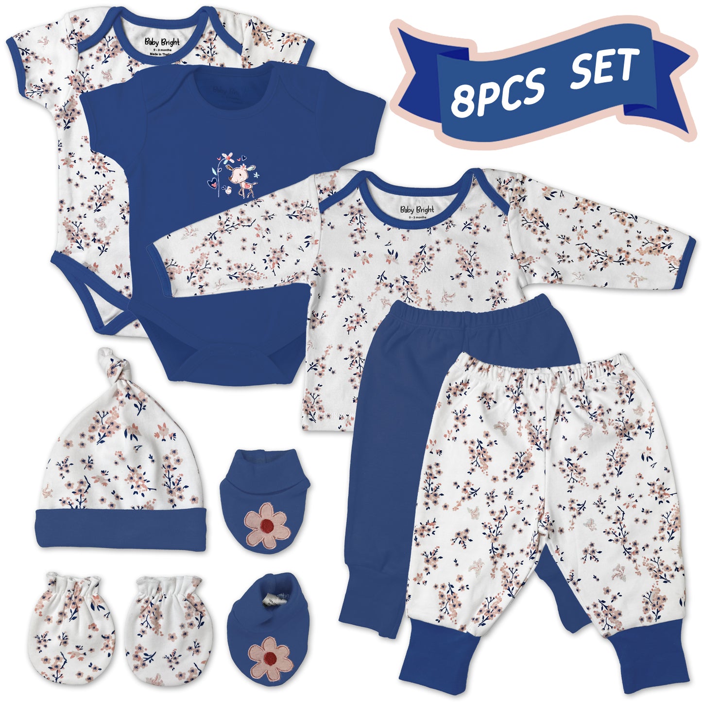 8 pcs Newborn Set Style for Girls