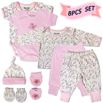 8 pcs Newborn Set Style for Girls