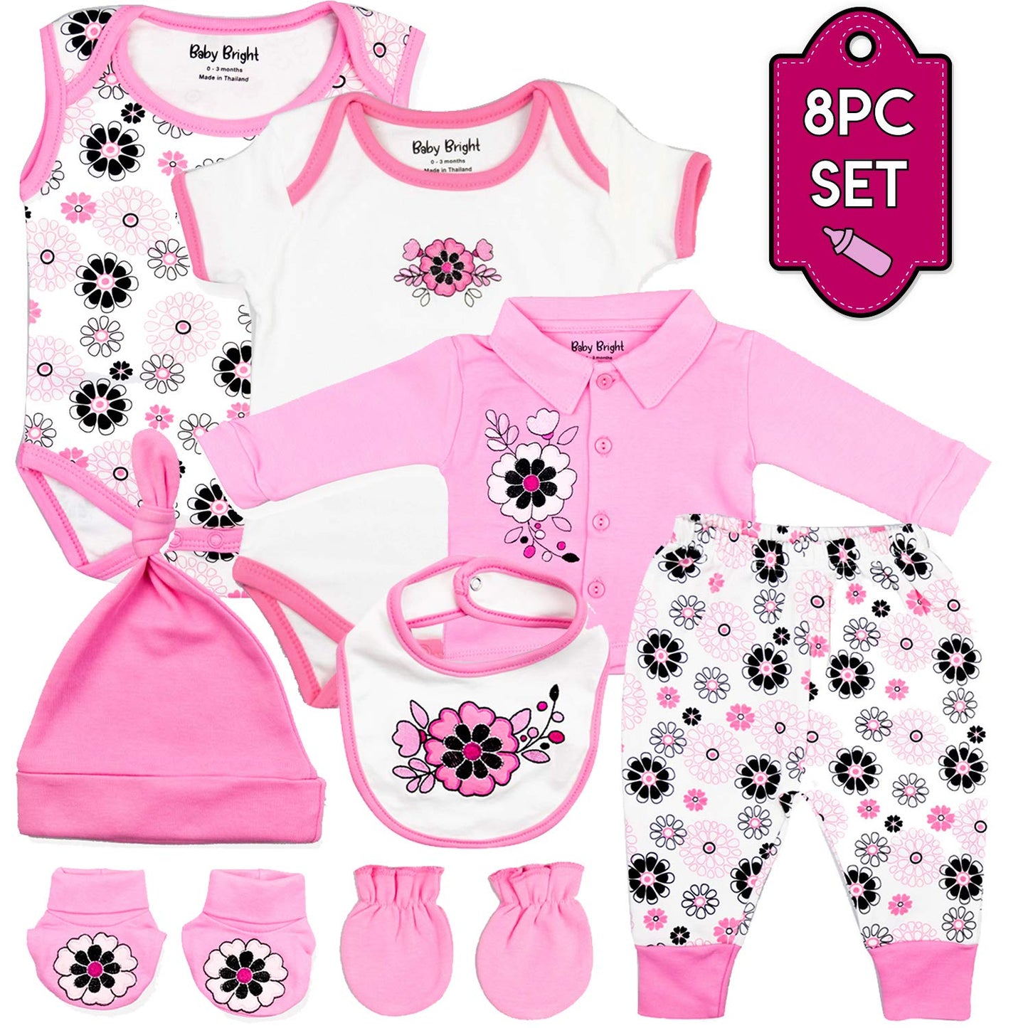 8 pcs Newborn Set Style for Girls