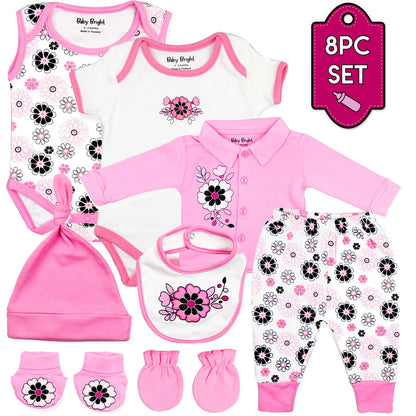 8 pcs Newborn Set Style for Girls